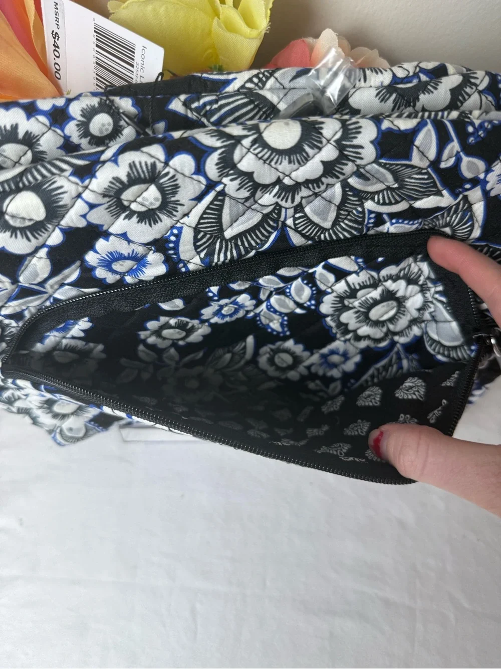 NWT Vera Bradley Snow Lotus Iconic Large Cosmetic Retired Pattern